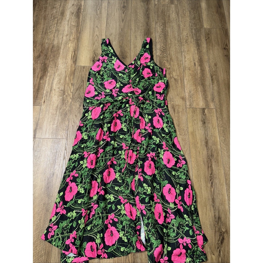 Anthropologie Maeve Floral Ruched Midi Sleeveless Dress Multicolor ‎ Women's 22W